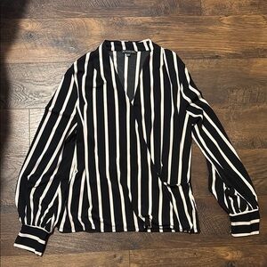 Black and Nude Striped Women's Top